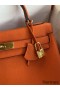 Hermes Kelly Retourne 32 Handmade Bag In Orange Clemence Leather