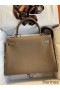 Hermes Kelly Retourne 32 Handmade Bag In Taupe Clemence Leather