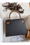 Hermes Kelly Sellier 25 Bicolor Bag in Black and Gold Epsom Calfskin