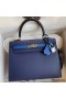 Hermes Kelly Sellier 25 Bicolor Bag in Blue Saphir and Blue France Epsom Calfskin
