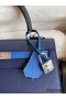 Hermes Kelly Sellier 25 Bicolor Bag in Blue Saphir and Blue France Epsom Calfskin