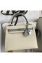 Hermes Kelly Sellier 25 Bicolor Bag in Craie and Gris Mouette Epsom Calfskin