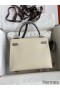 Hermes Kelly Sellier 25 Bicolor Bag in Craie and Gris Mouette Epsom Calfskin