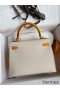 Hermes Kelly Sellier 25 Bicolor Bag in Craie and Yellow Epsom Calfskin