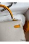 Hermes Kelly Sellier 25 Bicolor Bag in Craie and Yellow Epsom Calfskin