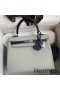 Hermes Kelly Sellier 25 Bicolor Bag in Pearl Grey and Blue Mysore Goatskin
