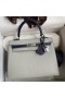 Hermes Kelly Sellier 25 Bicolor Bag in Pearl Grey and Blue Mysore Goatskin
