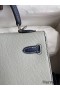 Hermes Kelly Sellier 25 Bicolor Bag in Pearl Grey and Blue Mysore Goatskin