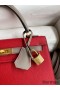 Hermes Kelly Sellier 25 Bicolor Bag in Red and Etain Epsom Calfskin