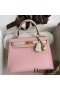Hermes Kelly Sellier 25 Bicolor Bag in Rose Sakura and Craie Epsom Calfskin