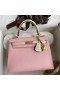 Hermes Kelly Sellier 25 Bicolor Bag in Rose Sakura and Craie Epsom Calfskin