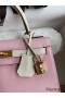 Hermes Kelly Sellier 25 Bicolor Bag in Rose Sakura and Craie Epsom Calfskin