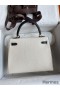 Hermes Kelly Sellier 25 Bicolor Bag in White and Black Mysore Goatskin