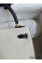 Hermes Kelly Sellier 25 Bicolor Bag in White and Black Mysore Goatskin