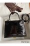 Hermes Kelly Sellier 25 Diamond Bag In Black Crocodile Niloticus Shiny Skin