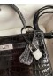 Hermes Kelly Sellier 25 Diamond Bag In Black Crocodile Niloticus Shiny Skin