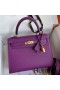Hermes Kelly Sellier 25 Handmade Bag In Anemone Epsom Calfskin