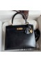 Hermes Kelly Sellier 25 Handmade Bag In Black Box Calfskin