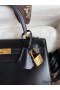 Hermes Kelly Sellier 25 Handmade Bag In Black Box Calfskin