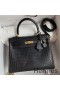 Hermes Kelly Sellier 25 Handmade Bag In Black Crocodile Niloticus Matte Skin