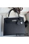 Hermes Kelly Sellier 25 Handmade Bag In Black Epsom Calfskin