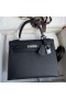 Hermes Kelly Sellier 25 Handmade Bag In Black Epsom Calfskin
