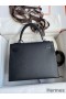Hermes Kelly Sellier 25 Handmade Bag In Black Epsom Calfskin