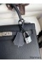 Hermes Kelly Sellier 25 Handmade Bag In Black Epsom Calfskin