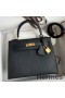 Hermes Kelly Sellier 25 Handmade Bag In Black Mysore Goatskin