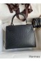 Hermes Kelly Sellier 25 Handmade Bag In Black Ostrich Leather