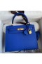 Hermes Kelly Sellier 25 Handmade Bag In Blue France Epsom Calfskin