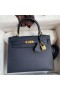 Hermes Kelly Sellier 25 Handmade Bag In Blue Indigo Epsom Calfskin