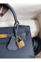 Hermes Kelly Sellier 25 Handmade Bag In Blue Indigo Epsom Calfskin
