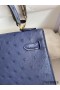 Hermes Kelly Sellier 25 Handmade Bag In Blue Iris Ostrich Leather