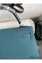 Hermes Kelly Sellier 25 Handmade Bag In Blue Jean Epsom Calfskin