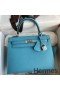 Hermes Kelly Sellier 25 Handmade Bag In Blue du Nord Epsom Calfskin