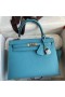 Hermes Kelly Sellier 25 Handmade Bag In Blue du Nord Epsom Calfskin