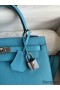 Hermes Kelly Sellier 25 Handmade Bag In Blue du Nord Epsom Calfskin