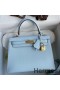 Hermes Kelly Sellier 25 Handmade Bag In Celeste Epsom Calfskin