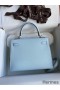 Hermes Kelly Sellier 25 Handmade Bag In Celeste Epsom Calfskin