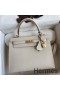 Hermes Kelly Sellier 25 Handmade Bag In Craie Epsom Calfskin