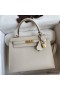 Hermes Kelly Sellier 25 Handmade Bag In Craie Epsom Calfskin