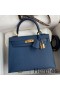 Hermes Kelly Sellier 25 Handmade Bag In Deep Blue Epsom Calfskin
