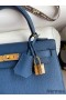 Hermes Kelly Sellier 25 Handmade Bag In Deep Blue Epsom Calfskin
