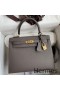 Hermes Kelly Sellier 25 Handmade Bag In Etain Epsom Calfskin