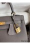 Hermes Kelly Sellier 25 Handmade Bag In Etain Epsom Calfskin