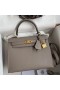 Hermes Kelly Sellier 25 Handmade Bag In Gris Asphalt Epsom Calfskin