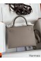 Hermes Kelly Sellier 25 Handmade Bag In Gris Asphalt Epsom Calfskin