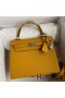 Hermes Kelly Sellier 25 Handmade Bag In Jaune Ambre Epsom Calfskin