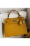 Hermes Kelly Sellier 25 Handmade Bag In Jaune Ambre Epsom Calfskin